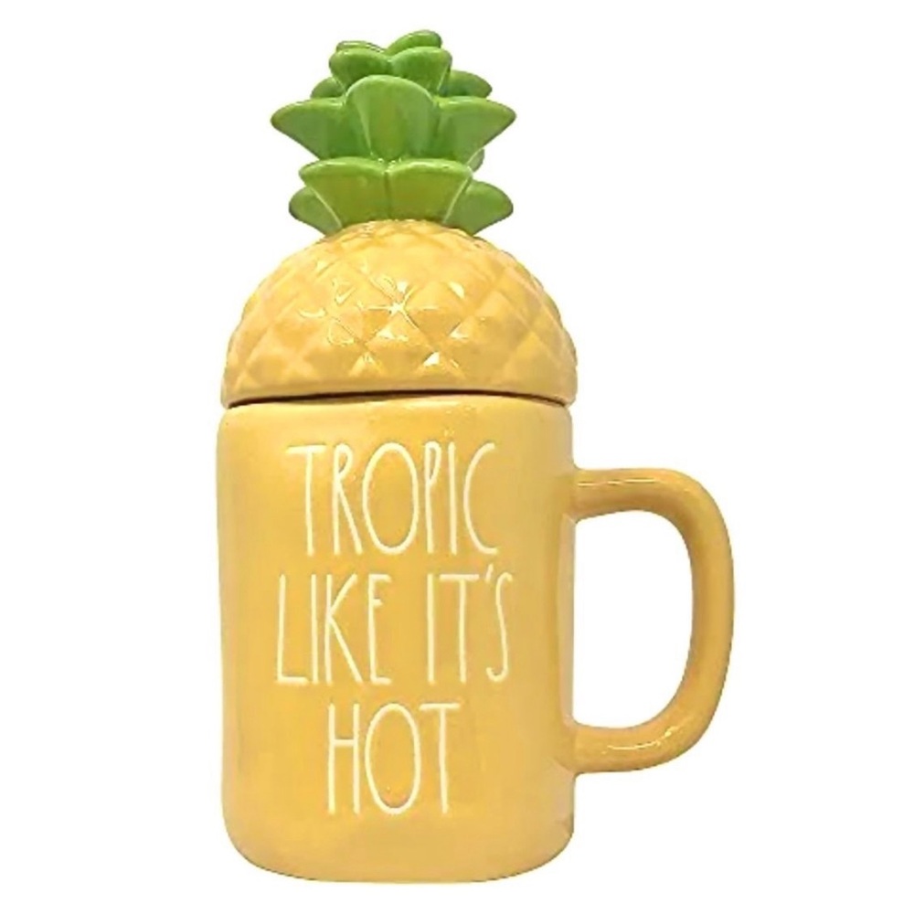 RAE DUNN “Tropic Like It’s Hot” Pineapple Coffee Mug with Decorative Ceramic Lid